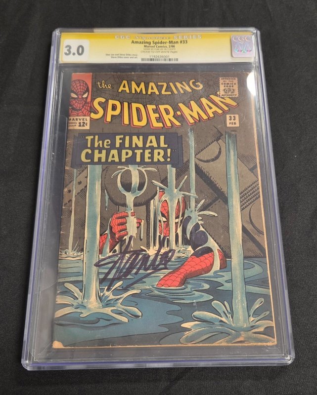 Amazing Spider-Man #33 (Marvel Comics, 1966), CGC 3.0 graded comic book, Signature Series label — front cover in its holder