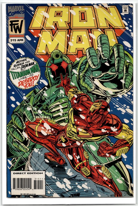 Iron Man #315 (Marvel Comics, 1995), raw, ungraded comic book — front cover
