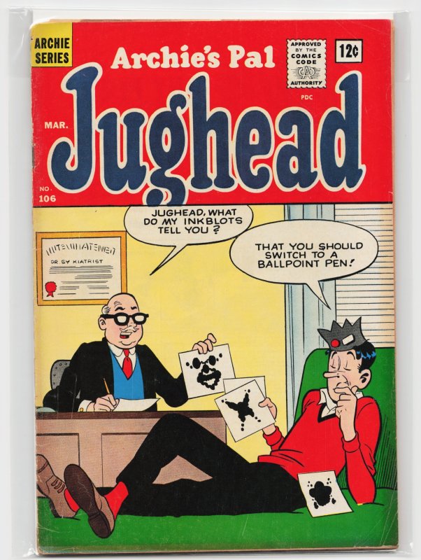 Archie's Pal Jughead #106 (Archie Comics, 1964), raw, ungraded comic book — front cover