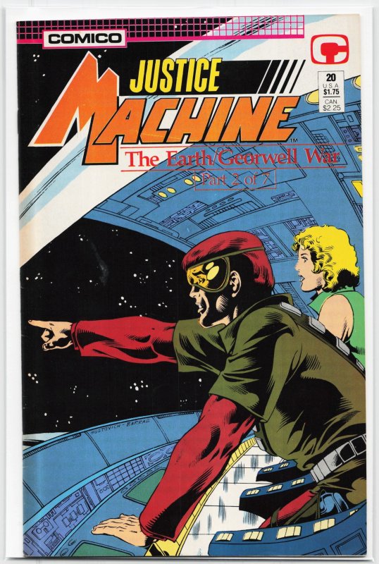 Justice Machine #20 (1988), raw, ungraded comic book — front cover
