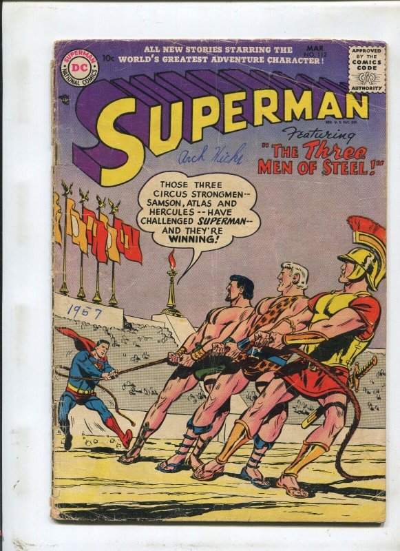 Superman #112 (DC Comics, 1956), raw comic book in 2.0 condition — front cover