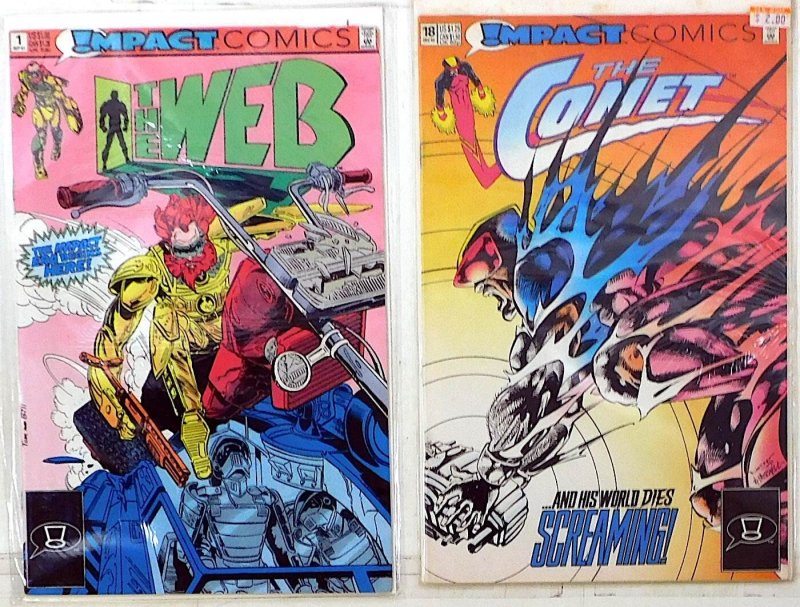 Impact Comics Lot of 2 #Web 1, Comet 18 (1991) DC Comics 1st Print Comic Books (DC Comics, 1991), raw, ungraded comic book — front cover