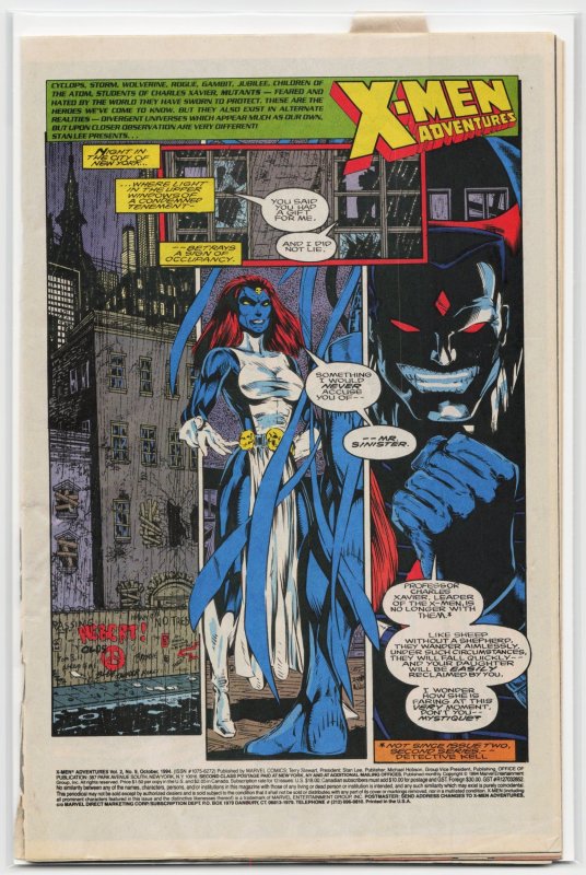 X-Men Adventures #9 (Marvel Comics, 1994), raw, ungraded comic book — front cover