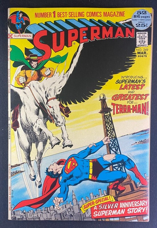 Superman #249 (DC Comics, 1939), raw comic book in VF+ 8.5 condition — front cover