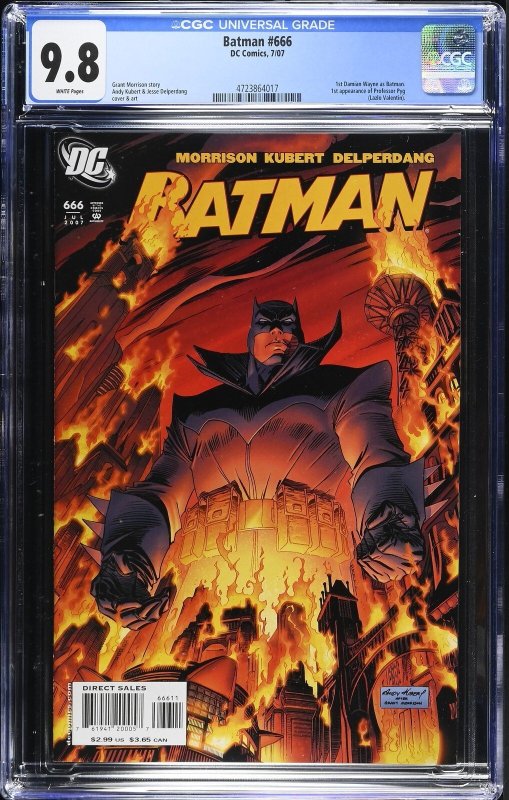 Batman #666 (DC Comics, 2007), CGC 9.8 graded comic book, Universal Blue label — front cover in its holder