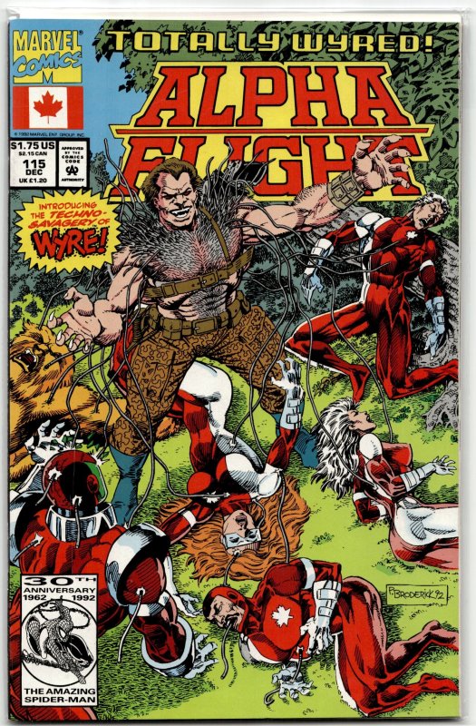 Alpha Flight #115 (Marvel Comics, 1992), raw, ungraded comic book — front cover