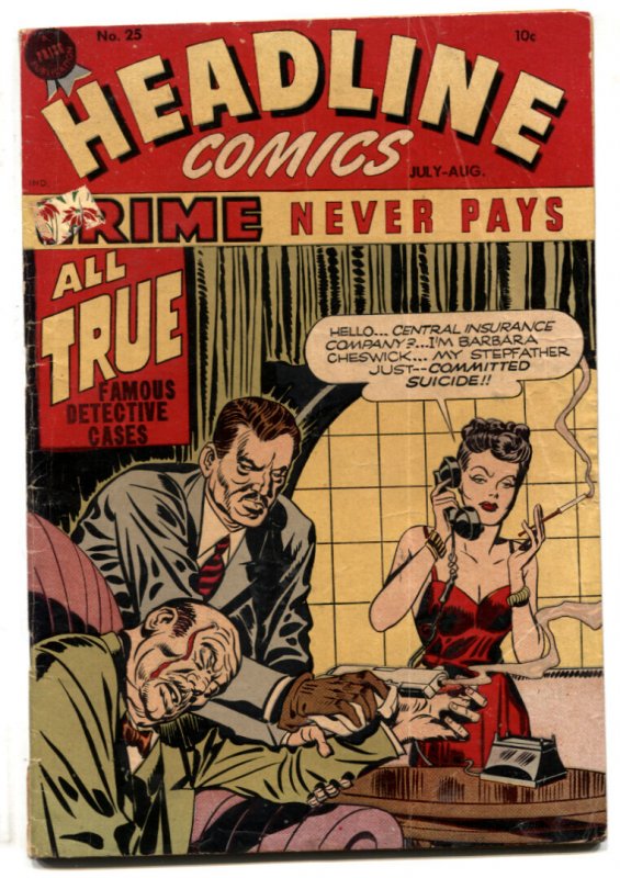 Headline Comics #35 (Prize Comics, 1947), raw comic book in VG- condition — front cover