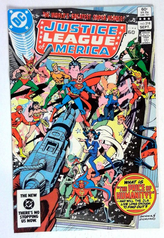 Justice League of America #218 (DC Comics, 1983), raw comic book in NM- condition — front cover
