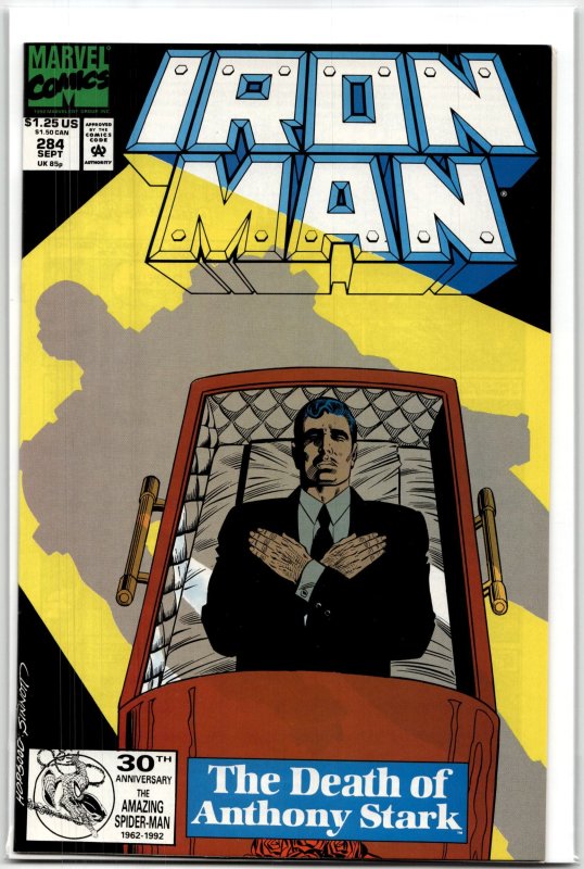 Iron Man #284 (Marvel Comics, 1992), raw, ungraded comic book — front cover