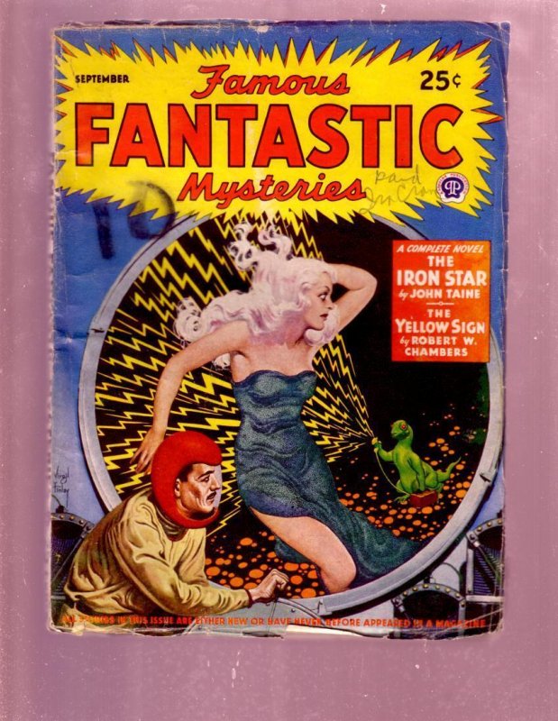 Pulp: Famous Fantastic Mysteries September 1943 Pulp-Finlay VG (1943), raw comic book in VG condition — front cover