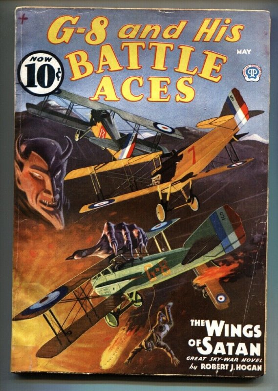 G-8 and His Battle Aces Pulp May1936-Aviation Hero Pulp- VG, raw comic book in VG condition — front cover
