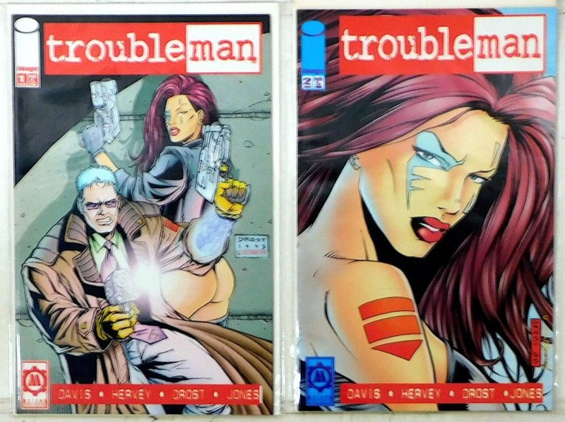 Troubleman Lot of 2 #1, 2 (1996) Image Comics 1st Print Comic Books (Image Comics, 1996), raw, ungraded comic book — front cover