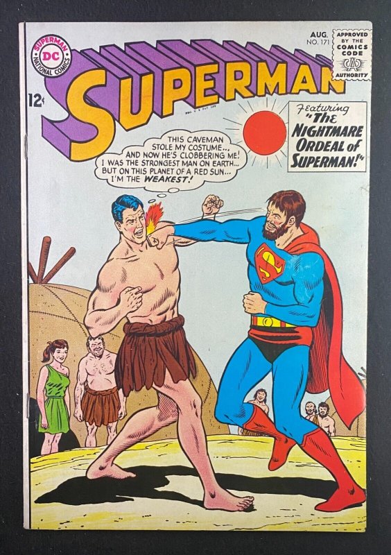 Superman #171 (DC Comics, 1939), raw comic book in FN 6.0 condition — front cover