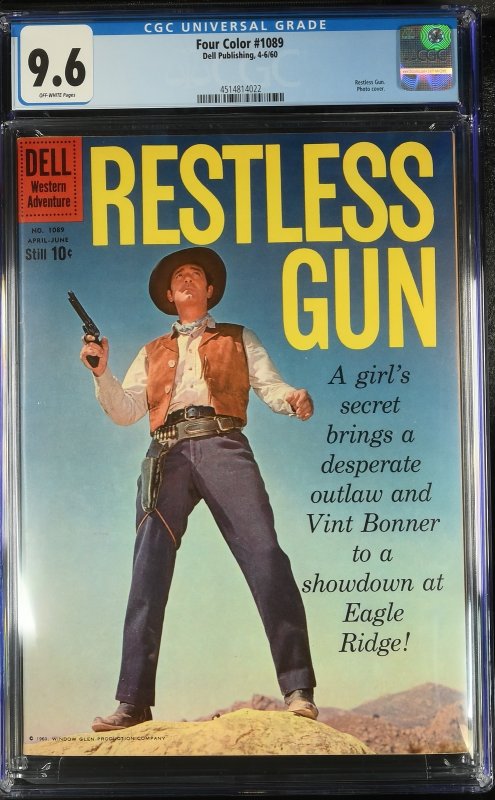 Restless Gun-Four Color Comics #1089 (1960), CGC 9.6 graded comic book, Universal Blue label — front cover in its holder