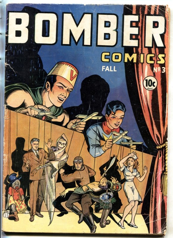Bomber Comics #3 (1944), raw, ungraded comic book — front cover