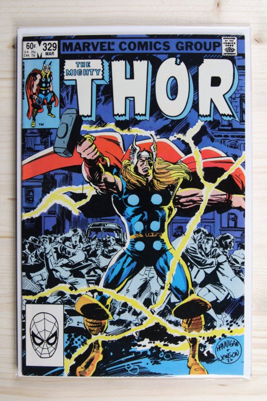 Thor #329 (Marvel Comics, 1983), raw comic book in VF/NM 9.0 condition — front cover