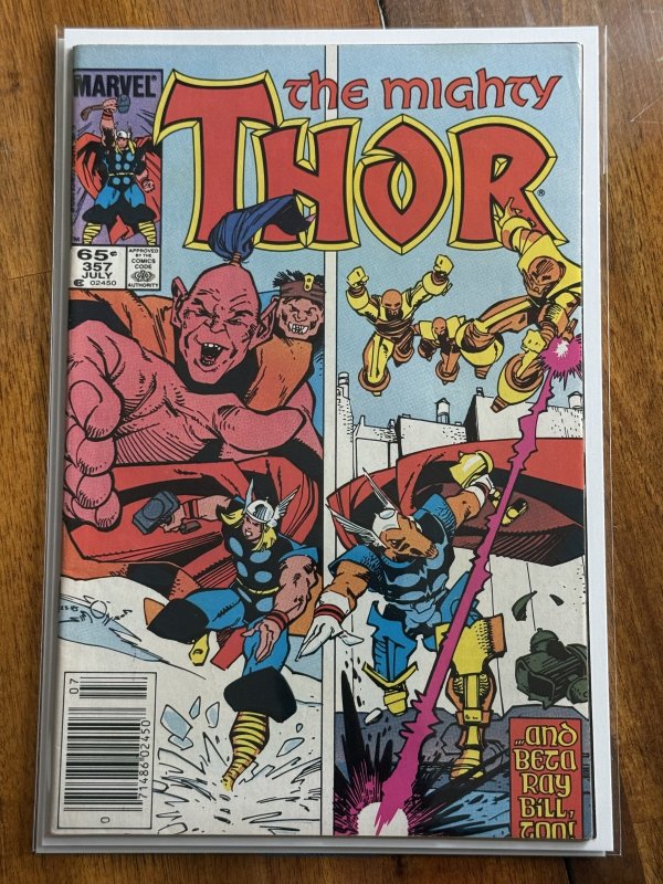 The Mighty Thor #357 (Marvel Comics, 1985), raw comic book in VF- 7.5 condition — front cover