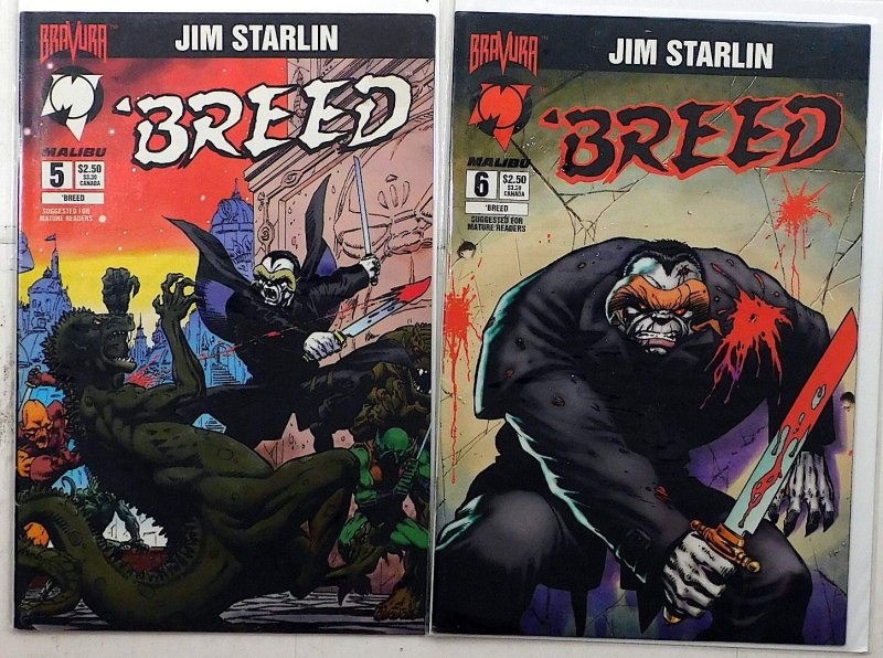 Breed Lot of 2 #5, 6 (1994) Malibu Comics 1st Print Comic Books (1994), raw, ungraded comic book — front cover