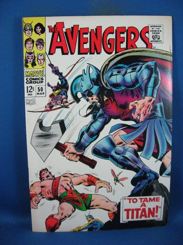 Avengers #50 (Marvel Comics, 1968), raw comic book in VF condition — front cover
