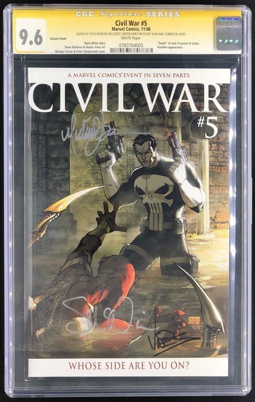 Civil War #5 (Marvel Comics, 2015), CGC 9.6 graded comic book, Signature Series label — front cover in its holder