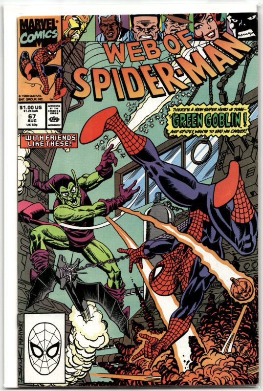 Web of Spider-Man #67 (Marvel Comics, 1990), raw, ungraded comic book — front cover