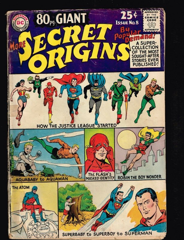 More Secret Origins #8 (DC Comics, 1965), raw, ungraded comic book — front cover