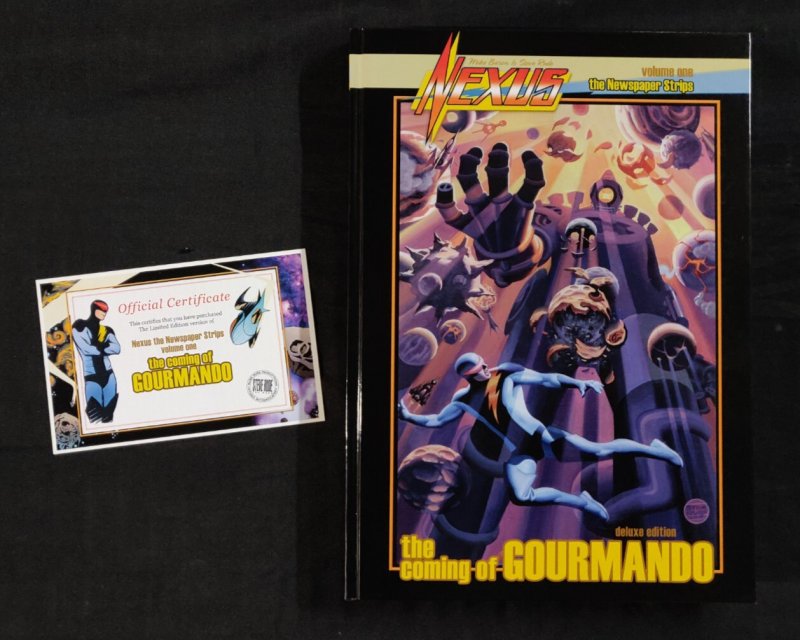 Nexus Vol 1 : The Coming of Gourmando HC w/ Slipcase 2x Sigs + Sketch LTD to 250, raw, ungraded comic book — front cover