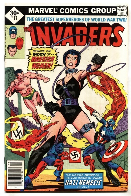 Invaders #17 - 1977 - Marvel - FN- - Comic Book (Marvel Comics, 1977), raw comic book in FN- condition — front cover