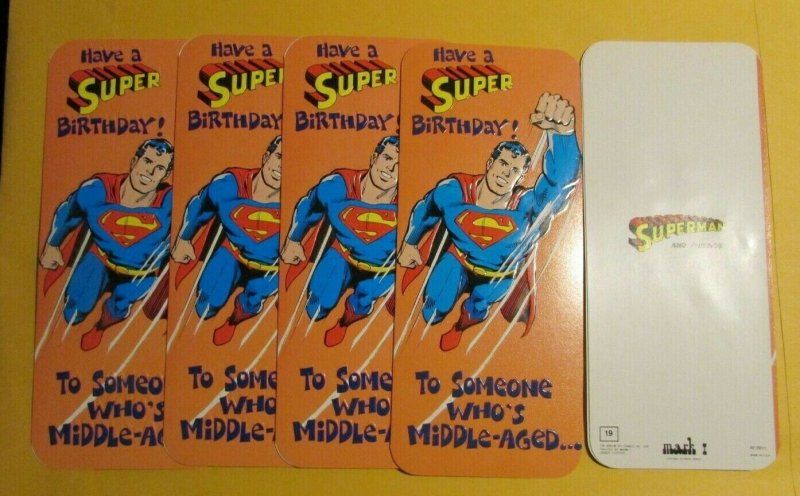 1978 Superman Mark 1 Greeting Card #19 NM 9.4 LOT of 5 Middle-Aged Birthday (1978), raw comic book in NM 9.4 condition — front cover