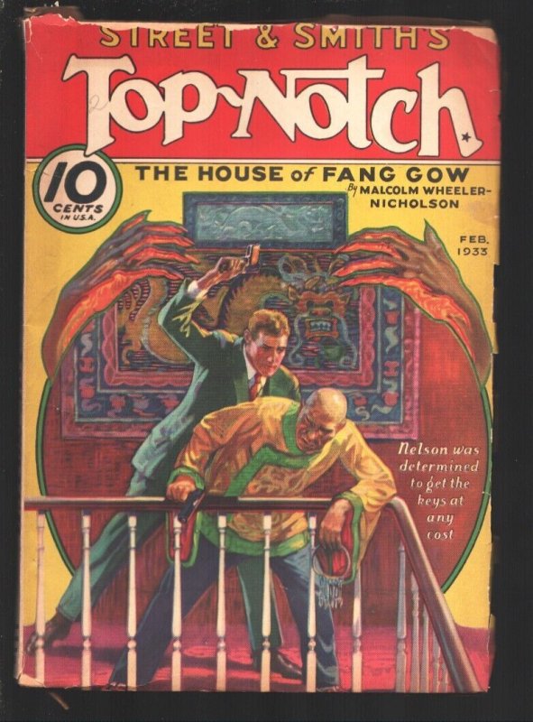 Pulp: Top Notch 2/1933-1st Appearance of Oriental Villain Fang Gow-Malcolm W..., raw, ungraded comic book — front cover