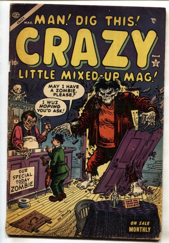 Crazy #4 (Atlas Comics, 1954), raw comic book in VG condition — front cover