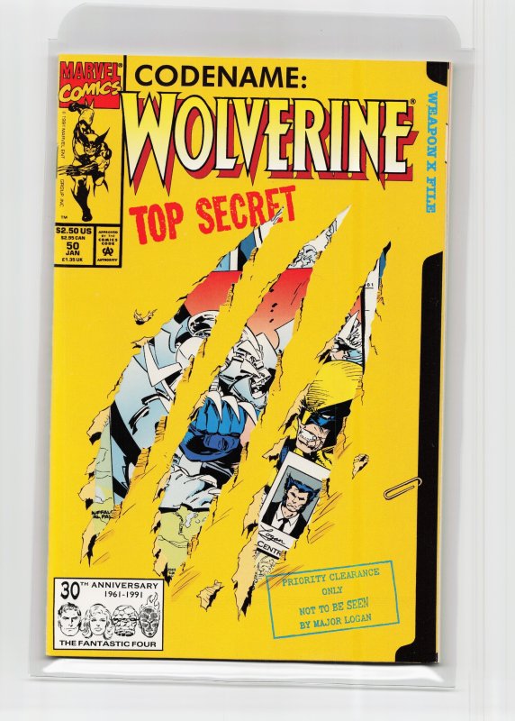 Wolverine #50 (Marvel Comics, 1992), raw, ungraded comic book — front cover