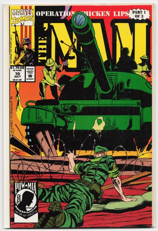 The 'Nam #70 (1992), raw, ungraded comic book — front cover