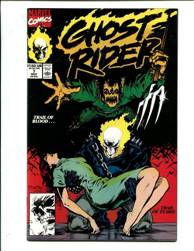 Ghost Rider #7 (Marvel Comics, 1990), raw comic book in 9.2 condition — front cover