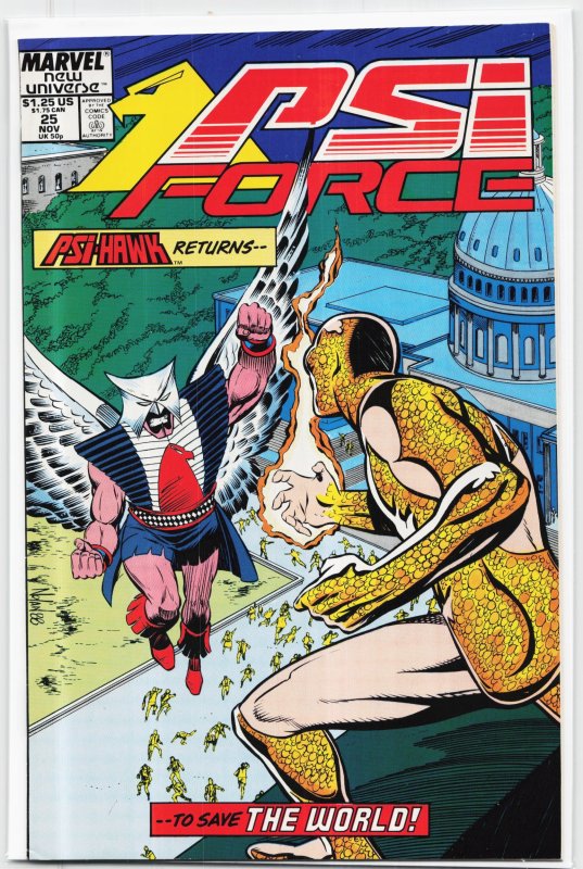 Psi-Force #25 (Marvel Comics, 1988), raw, ungraded comic book — front cover