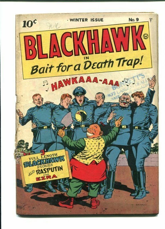 Blackhawk #9 (1944), raw comic book in VG- condition — front cover