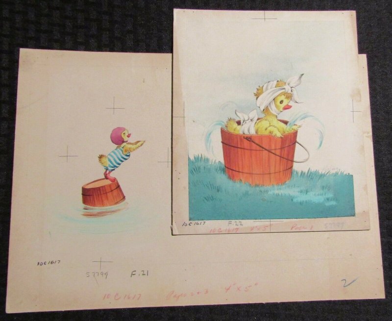 Get Well Cute Duckling Diving Off Bucket 2pcs 13.5x9.5" Greeting Card Art #C1617, raw comic book in 9.5 condition — front cover