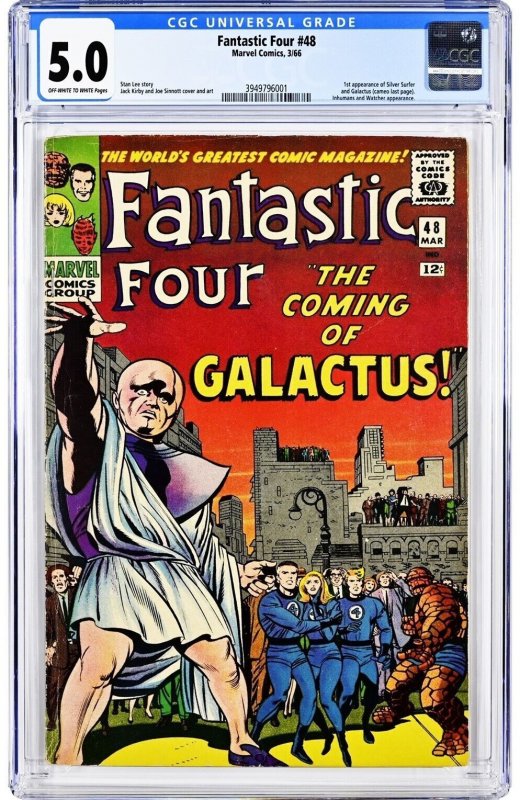 Fantastic Four #48 (Marvel Comics, 1966), CGC 5.0 graded comic book, Universal Blue label — front cover in its holder