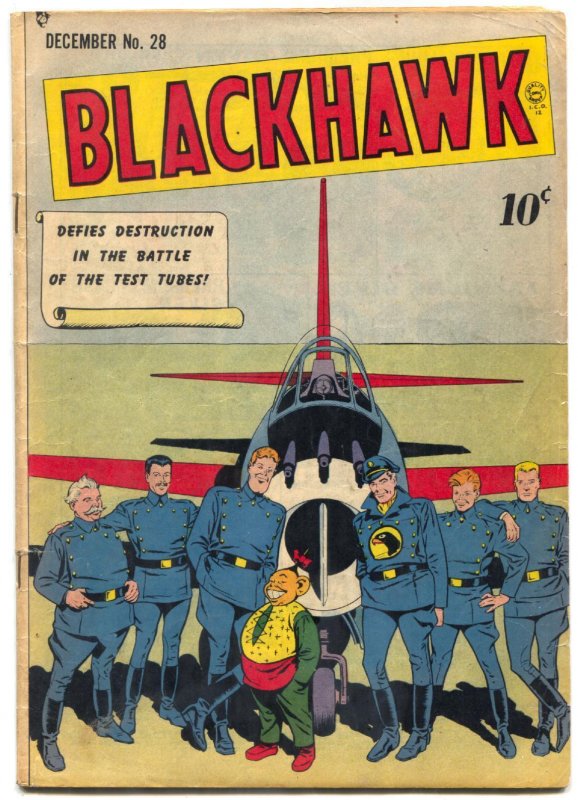 Blackhawk Comics #28 (DC Comics, 1949), raw comic book in VG+ condition — front cover