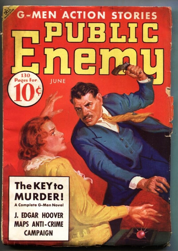 Public Enemy // June 1936 // Hero Pulp // Rare // Violent Cover (1936), raw, ungraded comic book — front cover