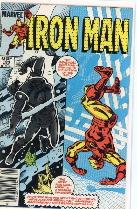 Iron Man #194 (Marvel Comics, 1985), raw comic book in FN+ 6.5 condition — front cover