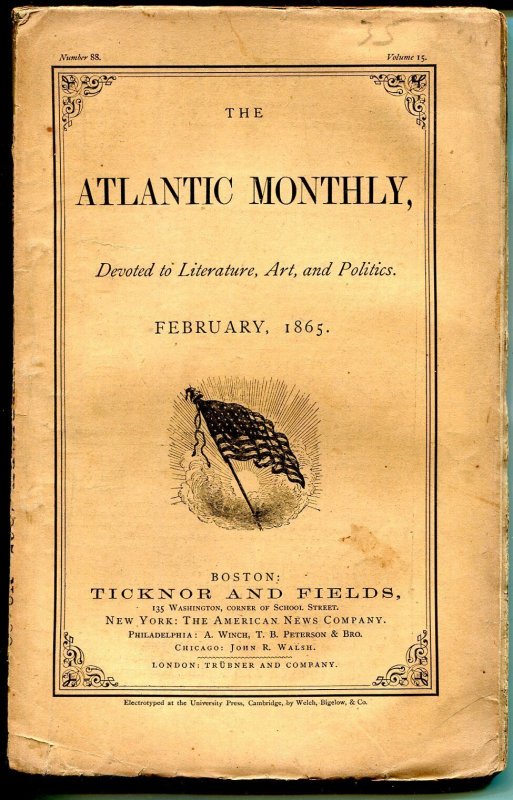 Pulp: Atlantic Monthly 2/1865-pulp Format-unique-rare-original American Fla..., raw, ungraded comic book — front cover