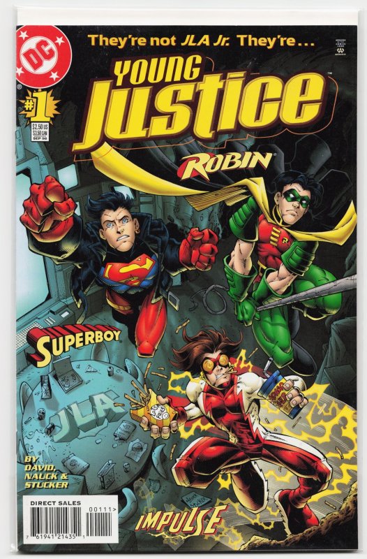 Young Justice #1 (DC Comics, 1998), raw, ungraded comic book — front cover