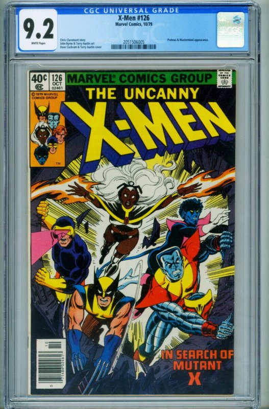 X-Men #126 (Marvel Comics), CGC 9.2 graded comic book, Universal Blue label — front cover in its holder