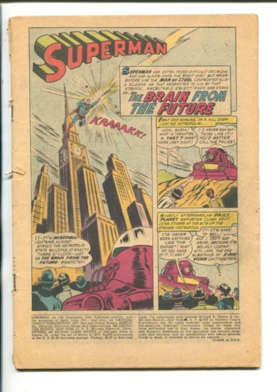 Superman -#108-1956-Dc-Brain from THE FUTURE-pr/fr (DC Comics, 1956), raw, ungraded comic book — front cover