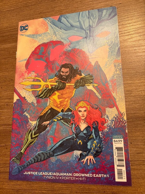 Justice League Aquaman Drowned Earth #1 (DC Comics), raw comic book in NM condition — front cover