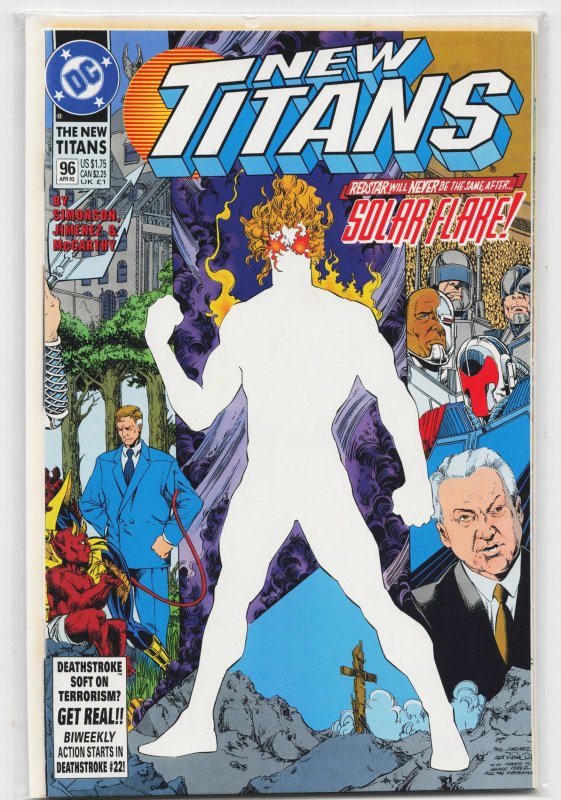 The New Titans #96 (DC Comics, 1993), raw, ungraded comic book — front cover