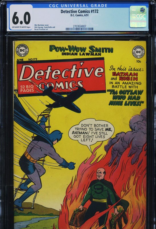 Detective Comics #172 (DC Comics), CGC 6.0 graded comic book, Universal Blue label — front cover in its holder