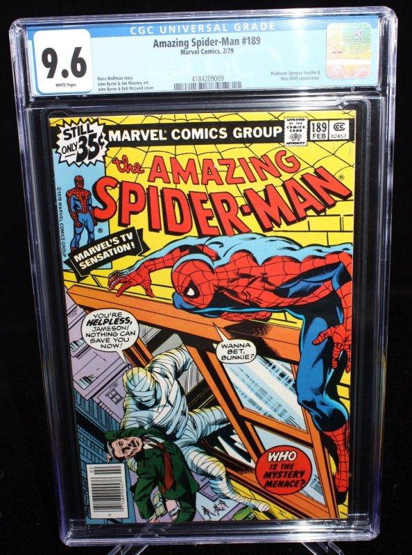 Amazing Spider-Man #189 (Marvel Comics, 1979), CGC 9.6 graded comic book, Universal Blue label — front cover in its holder