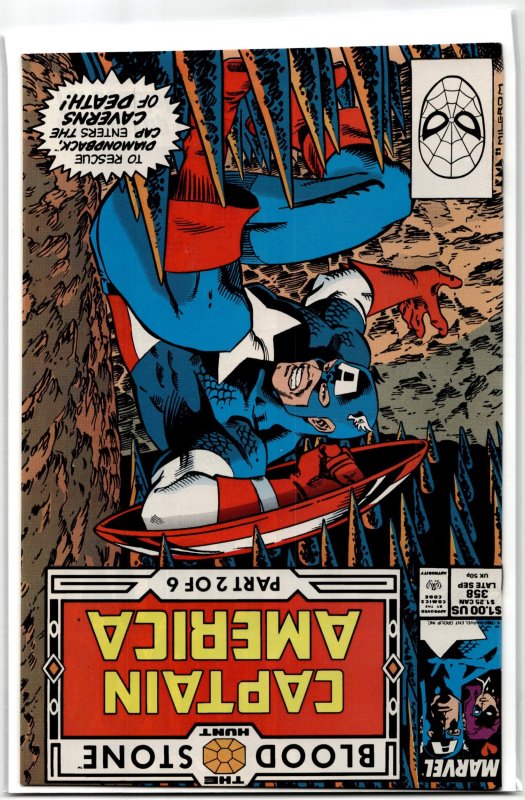 Captain America #358 (Marvel Comics, 1989), raw, ungraded comic book — front cover
